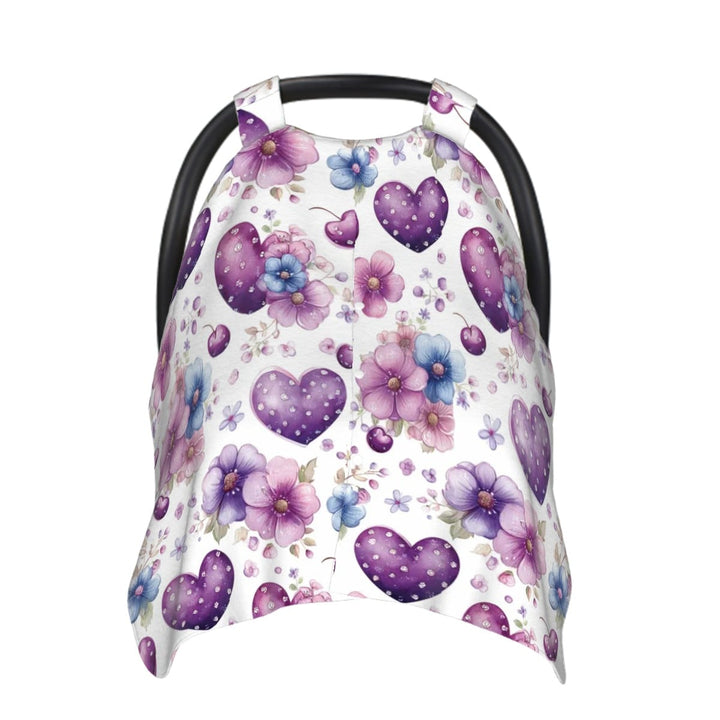 Purple Hearts and Flowers Car Seat Cover