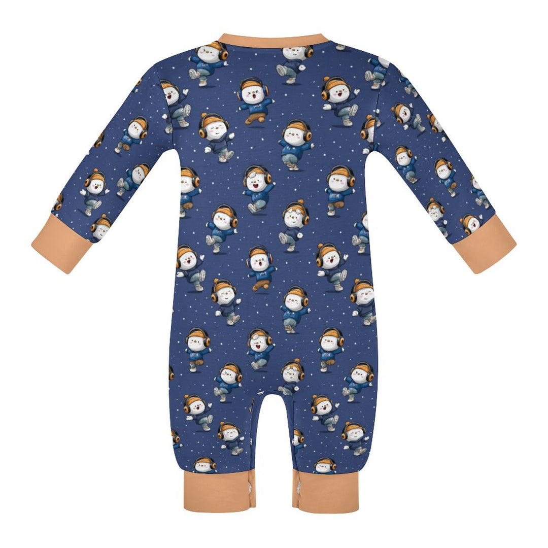 Snowmen Break Dancing Long Sleeve Baby Romper