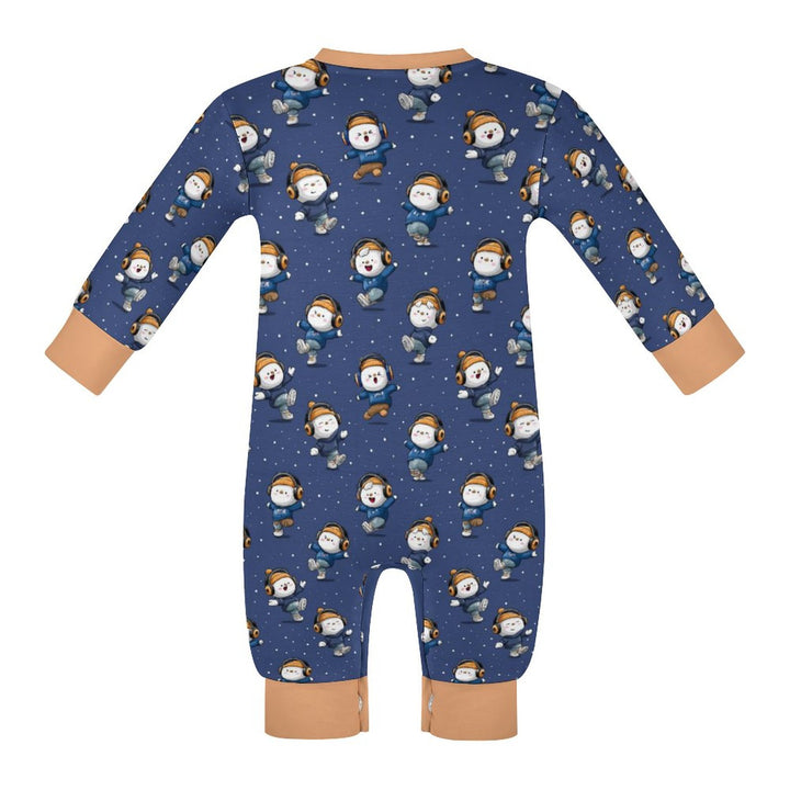 Snowmen Break Dancing Long Sleeve Baby Romper
