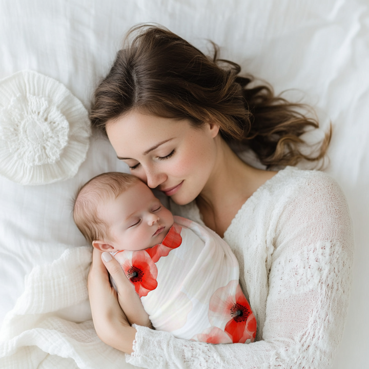Poppy Flower Swaddle Blanket