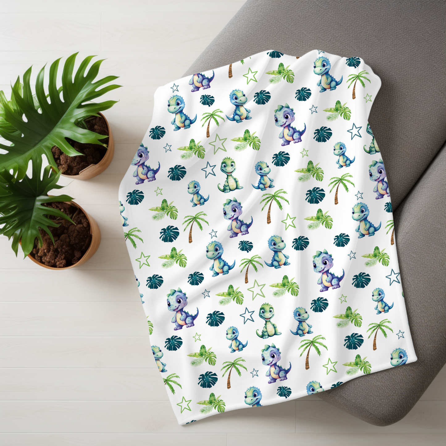 Dino and Friends Swaddle Blanket