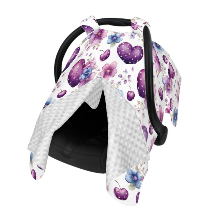 Purple Hearts and Flowers Car Seat Cover