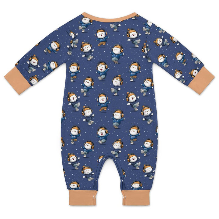 Snowmen Break Dancing Long Sleeve Baby Romper