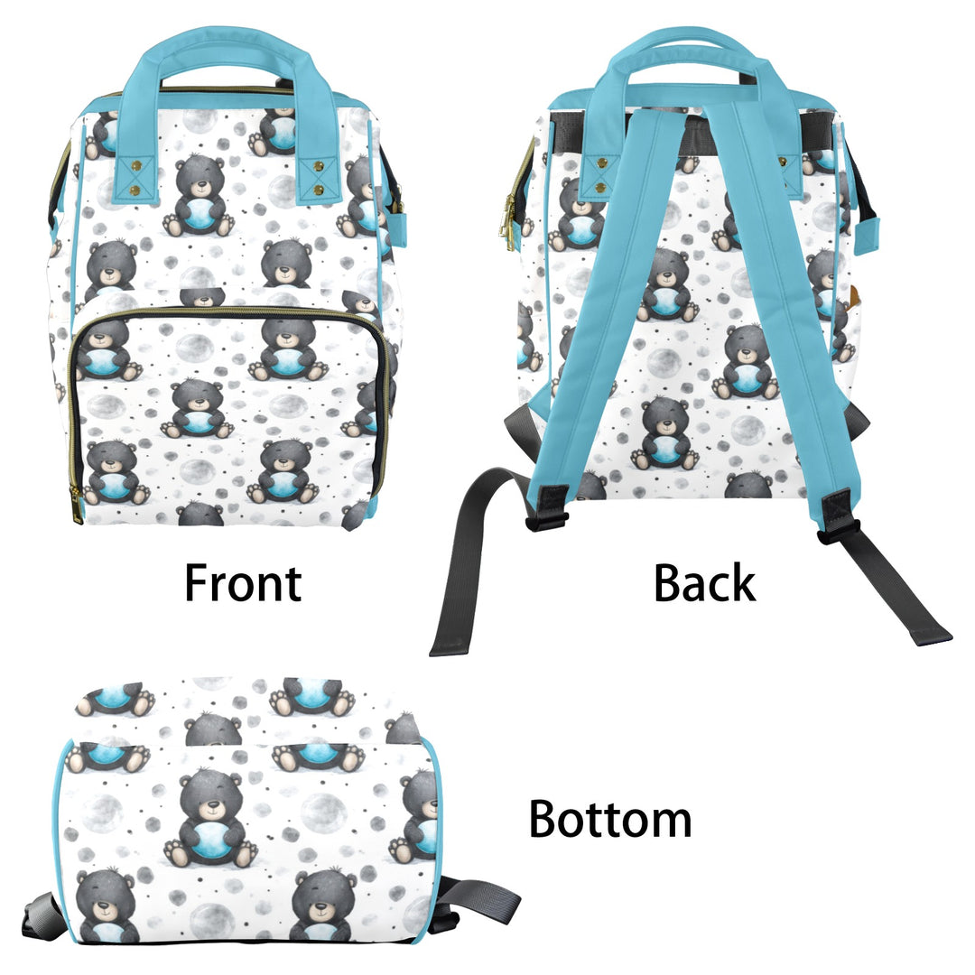 Black Bear and Balloons Diaper Bag