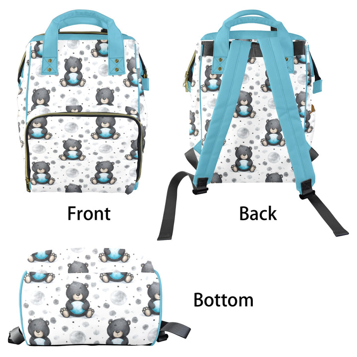 Black Bear and Balloons Diaper Bag
