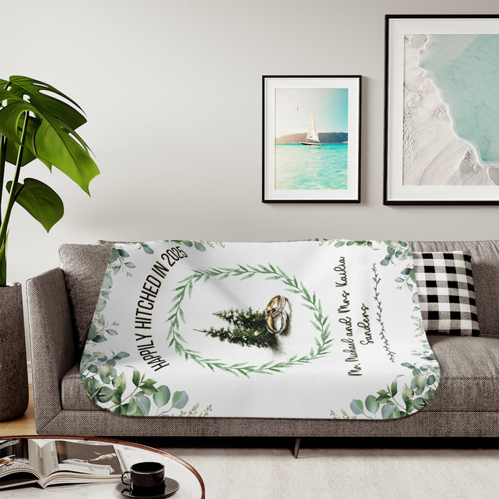 Personalized Cozy Sherpa Blanket for Newlyweds