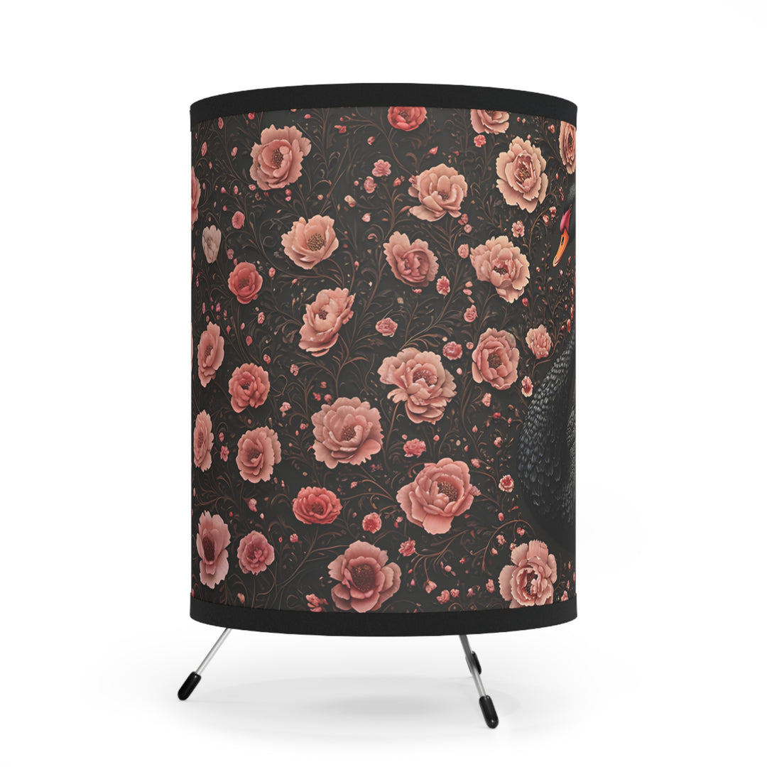 Black Swan and Pink Roses Lamp