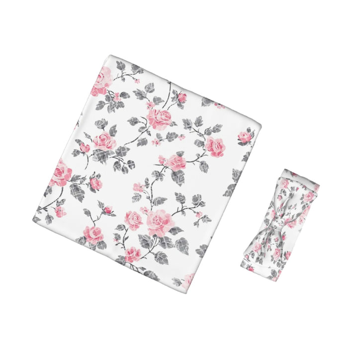 Roses and Lace Baby Headbands & Swaddle Blanket Set