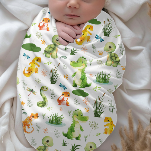 Swamp and Friends Swaddle Blanket