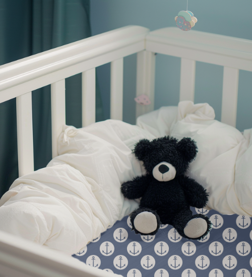 Anchors Away Blue Fitted Crib Sheet