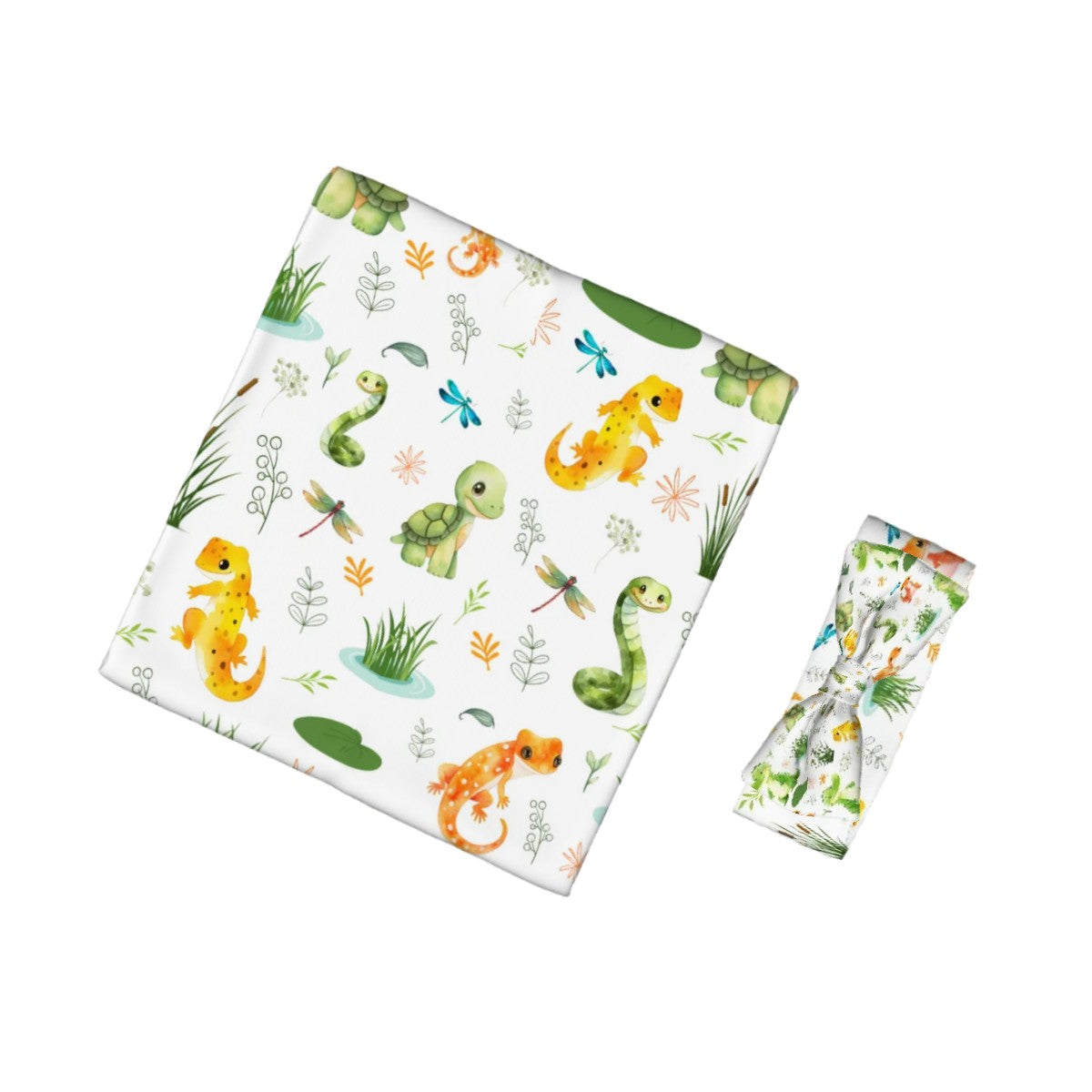 Swamp and Friends Headbands & Swaddle Blanket Set