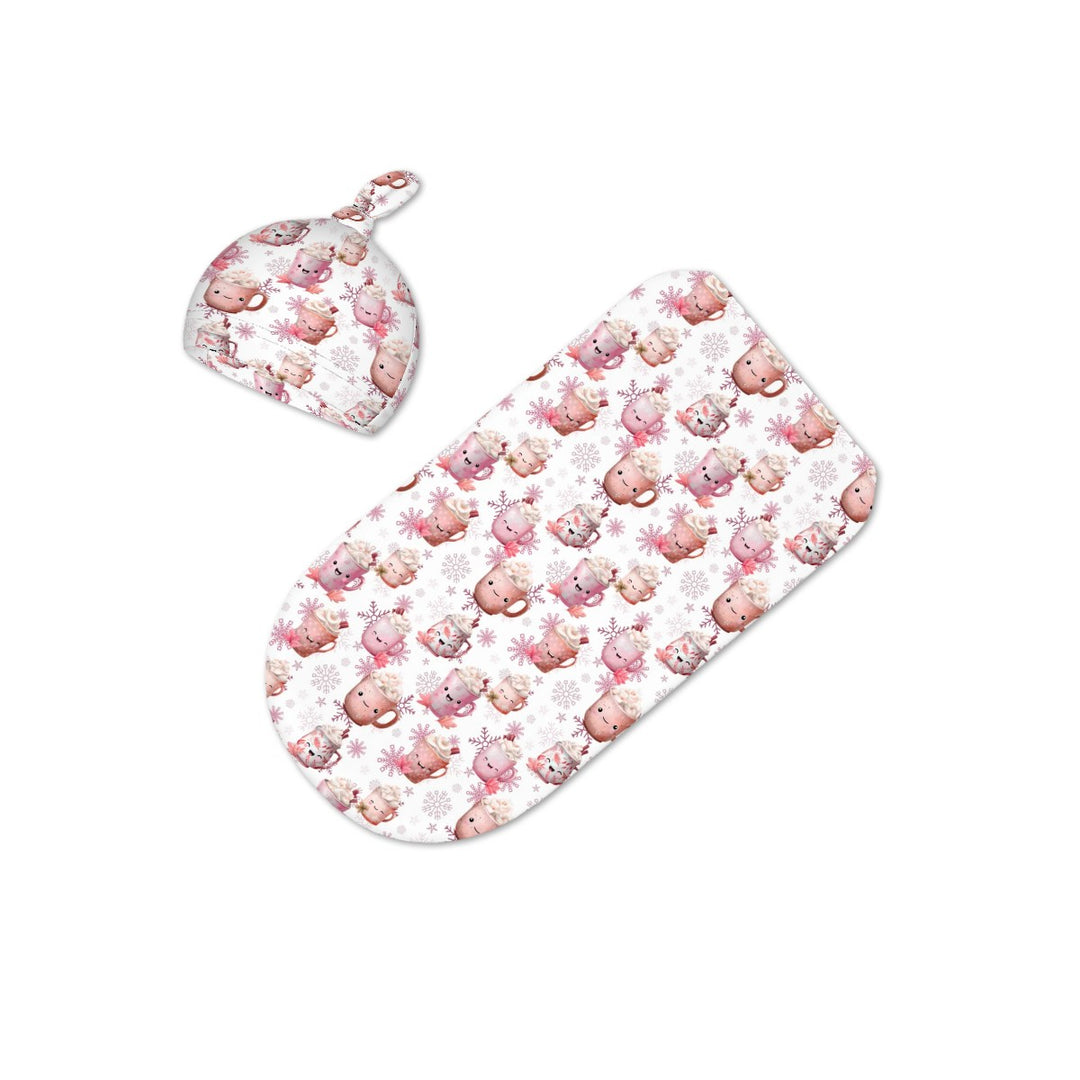 Pink Cocoa and Mugs Cocoon Baby Swaddle Set