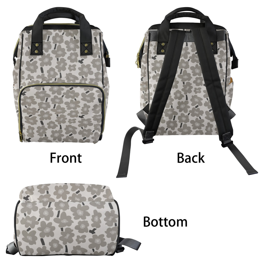 Grey Flower Diaper Bag