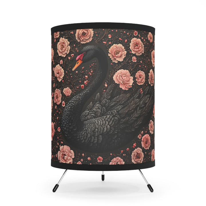 Black Swan and Pink Roses Lamp