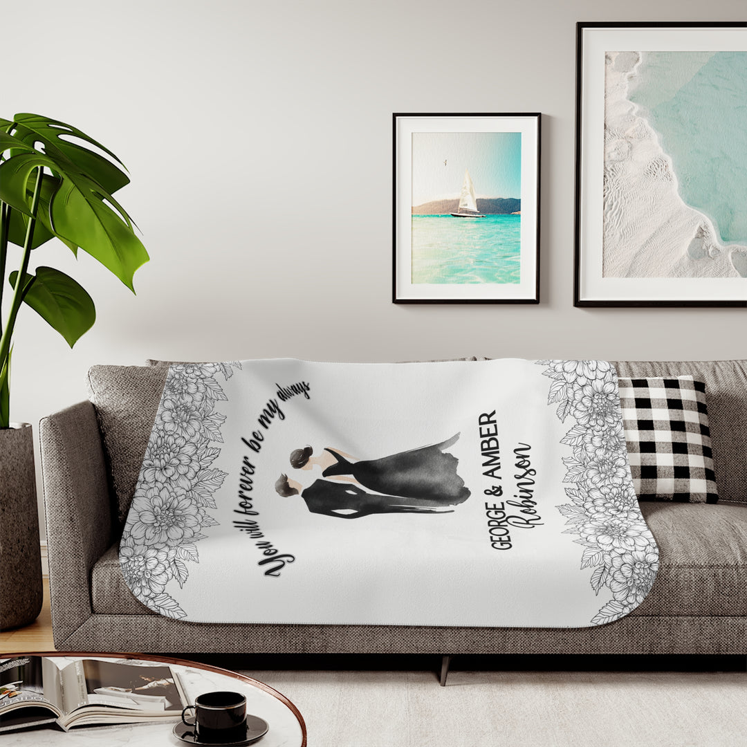 Personalized Black Tie Wedding Sherpa Blanket