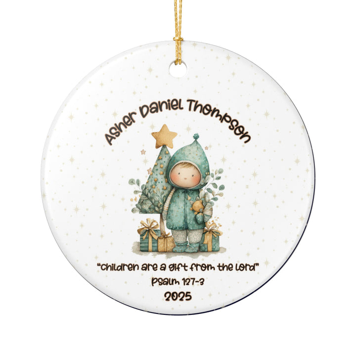 Whimsical Boy Personalized Ceramic Ornament