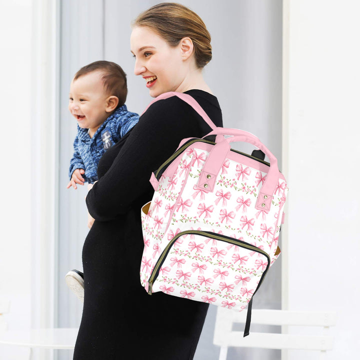 Croquette Pink Bows Diaper Bag