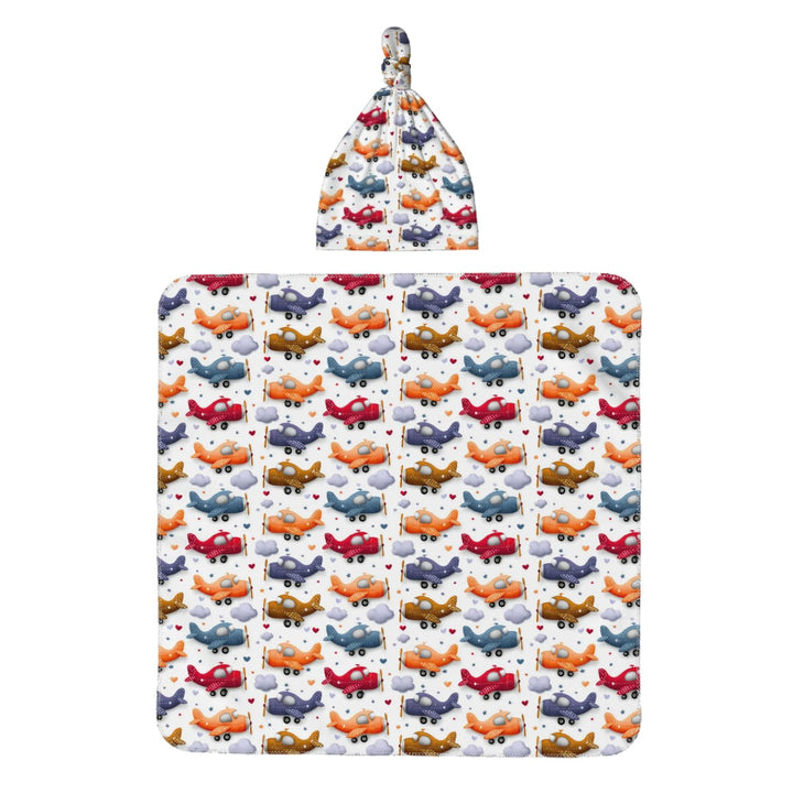 Colorful Airplane Baby Swaddle Blanket Set