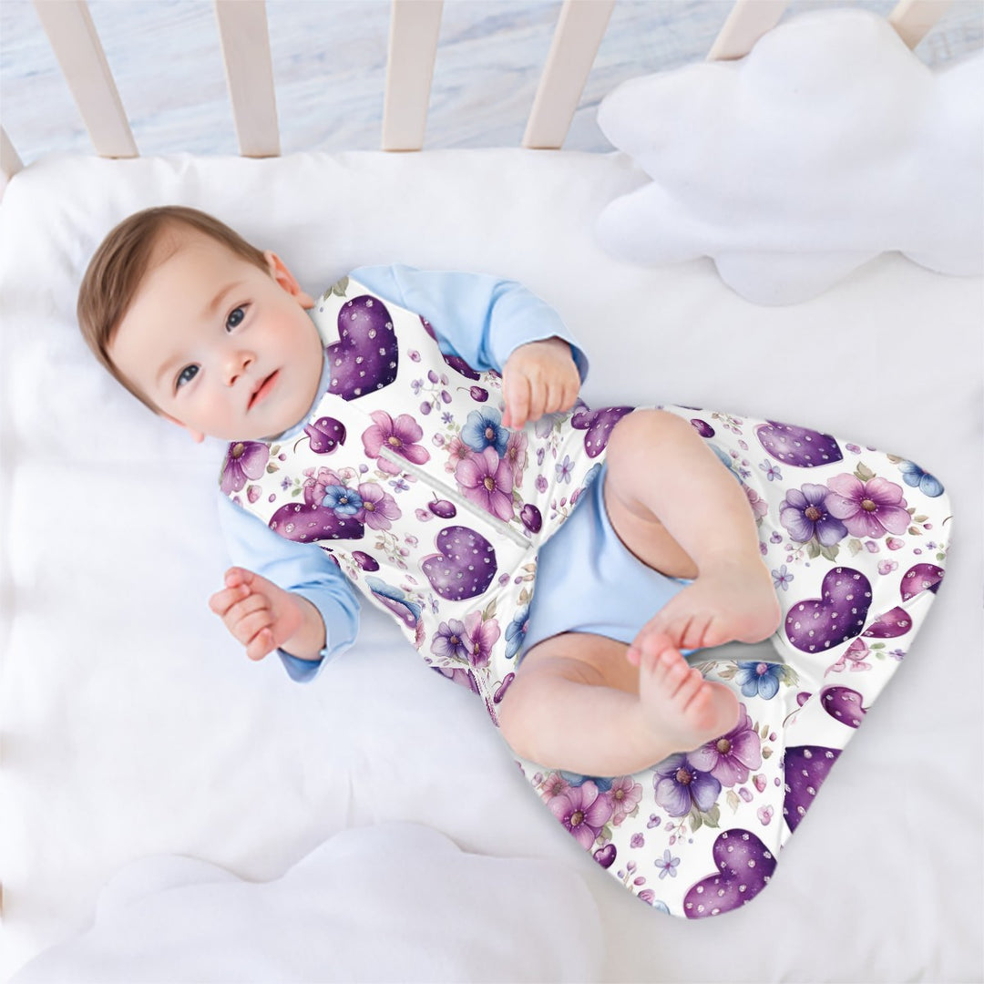Purple Hearts and Flowers Sleeveless Baby Sleep Sack