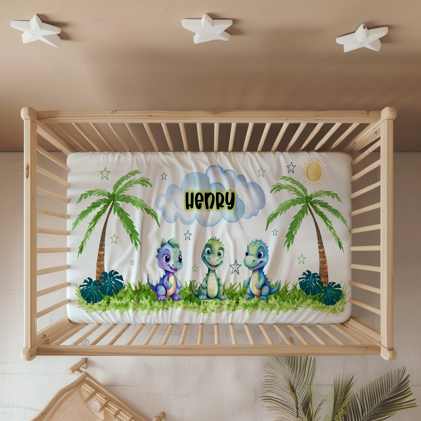 Dinosaurs and Friends Fitted Crib Sheet