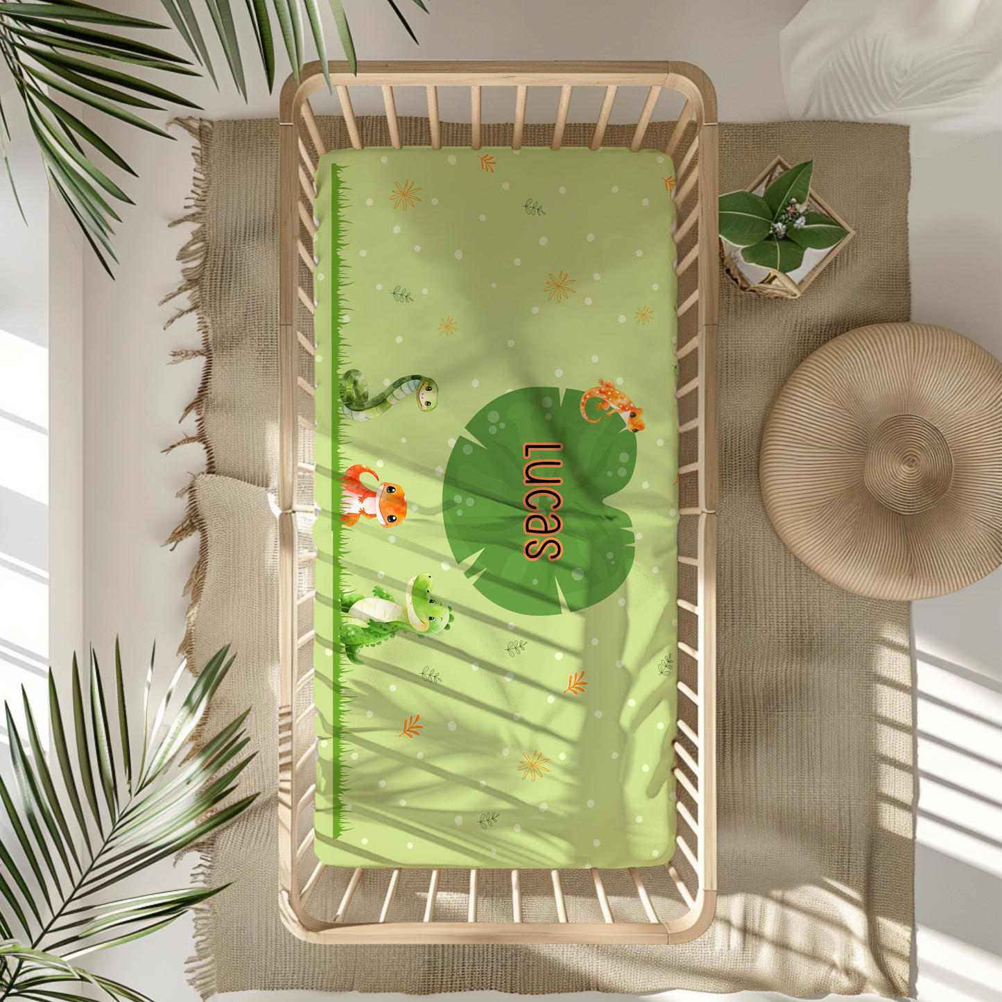 Swamp and Friends Fitted Crib Sheet