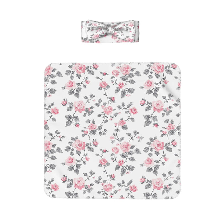 Roses and Lace Baby Headbands & Swaddle Blanket Set