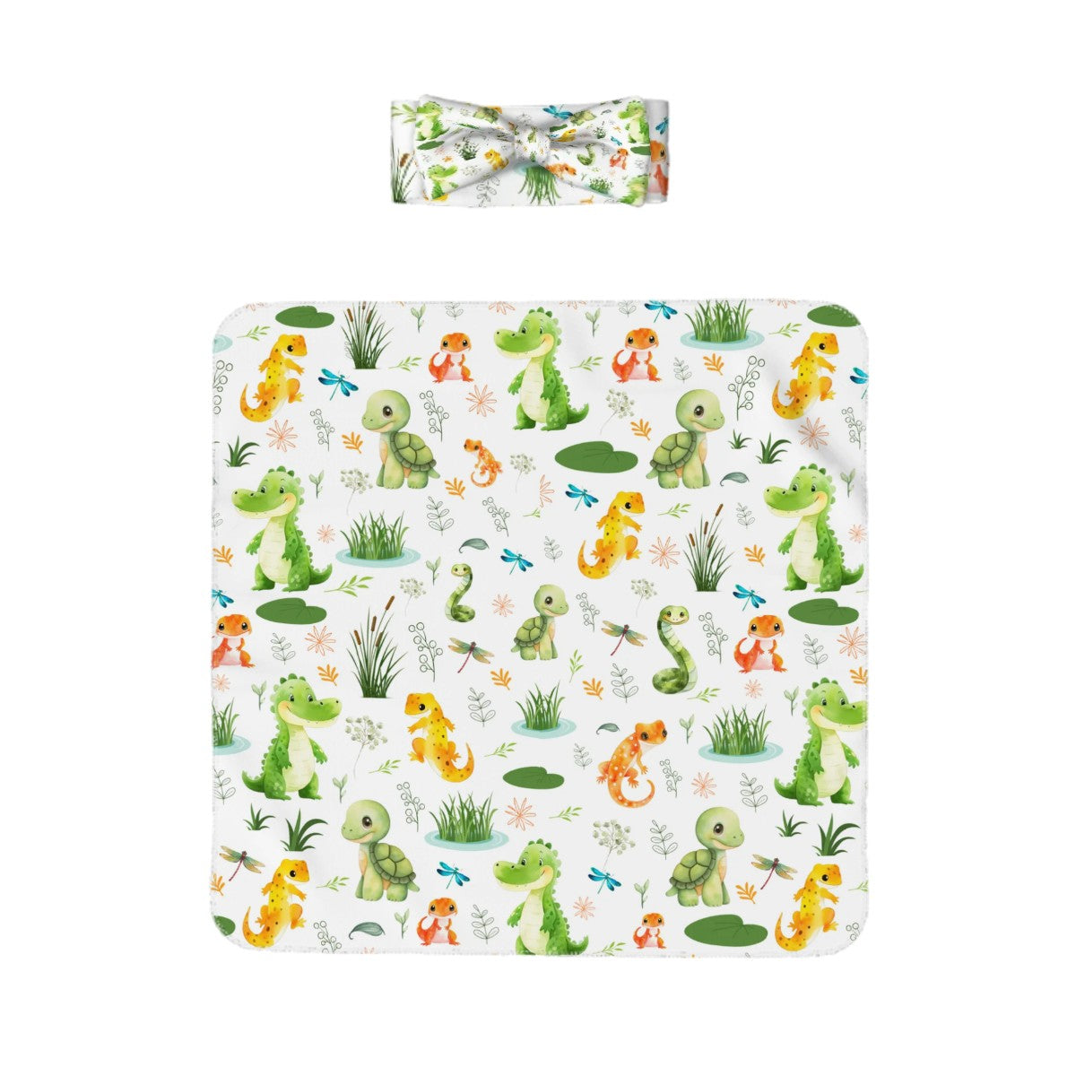 Swamp and Friends Headbands & Swaddle Blanket Set