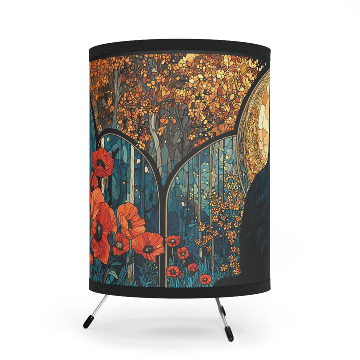 Black Cat Stain Glass Lamp Tripod Lamp