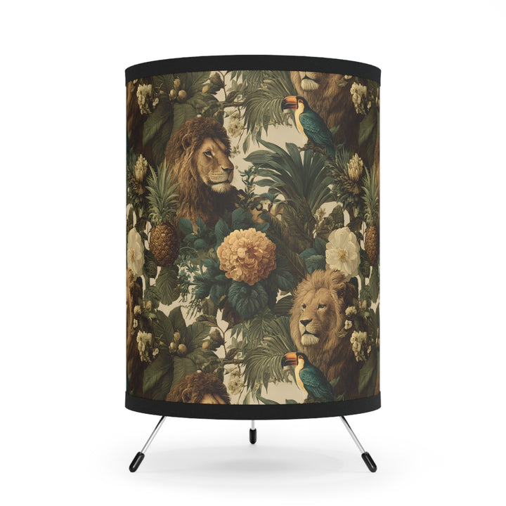 Vintage Jungle Lion Tripod Lamp