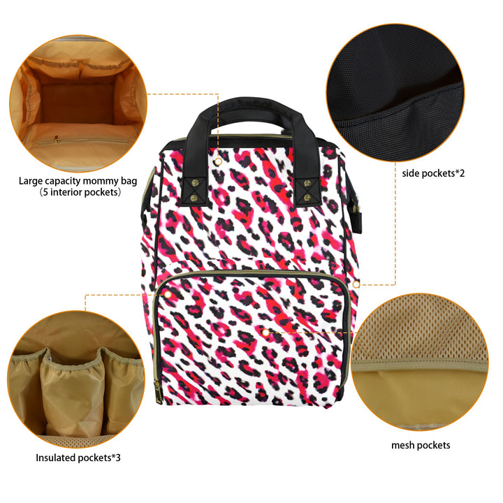 Red Leppard Print Diaper Bag