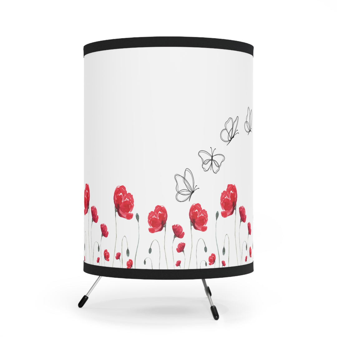Red Flower Tripod Lamp