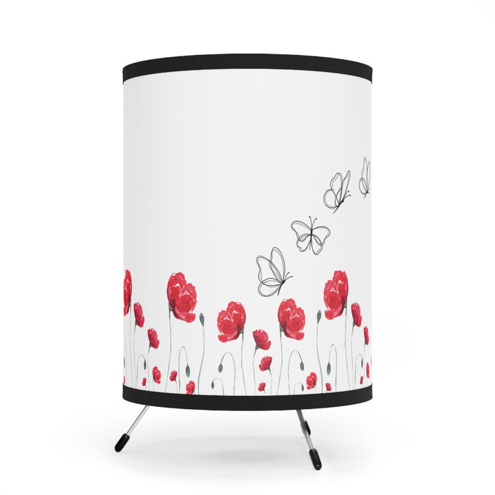 Red Flower Tripod Lamp