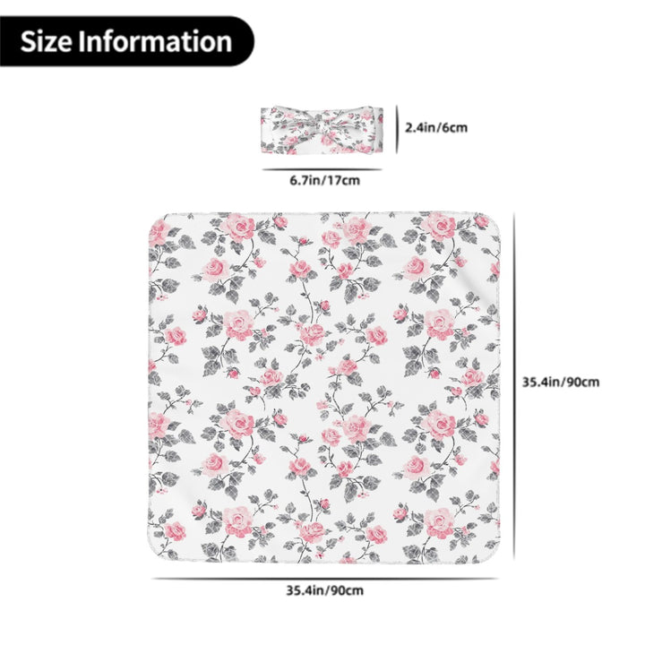 Roses and Lace Baby Headbands & Swaddle Blanket Set