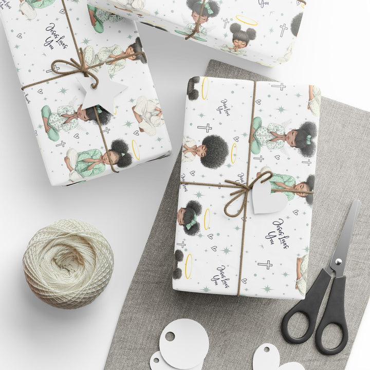 Praying Little Black Angel Wrapping Paper