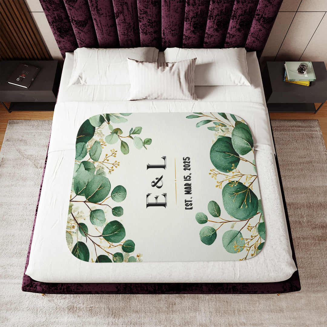 Green Vine Cozy Sherpa Blanket for Newlyweds