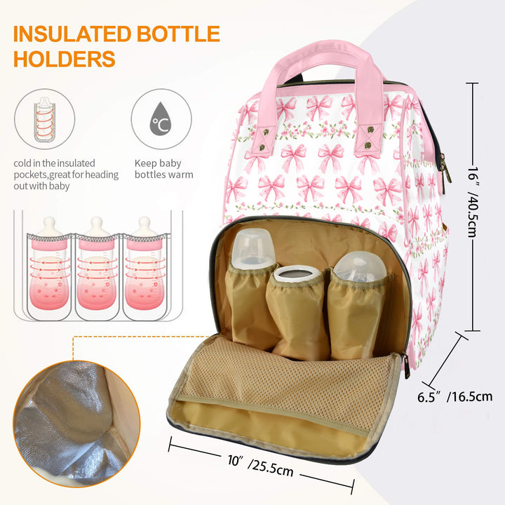 Croquette Pink Bows Diaper Bag