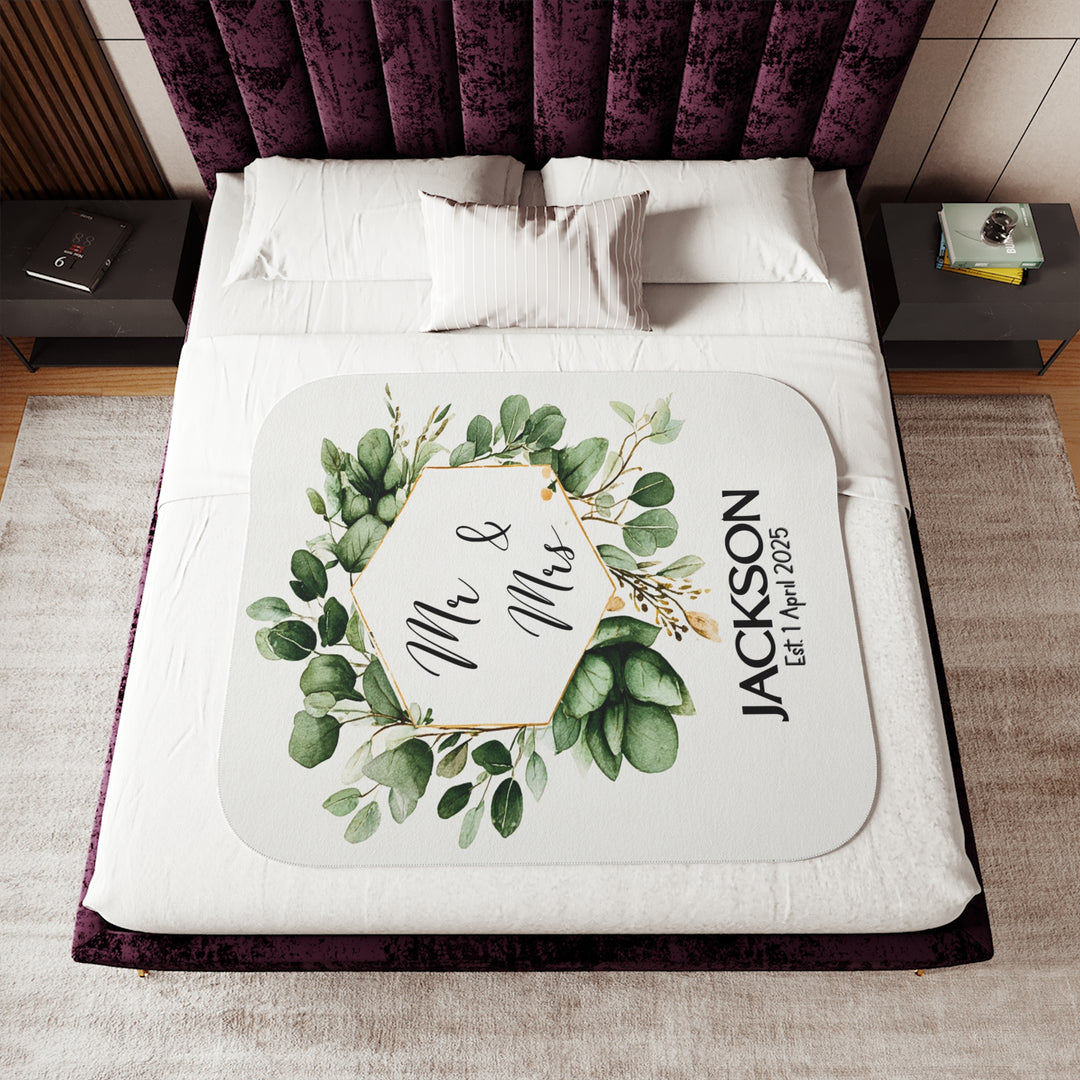 Personalize Vine Newlywed Sherpa Blanket