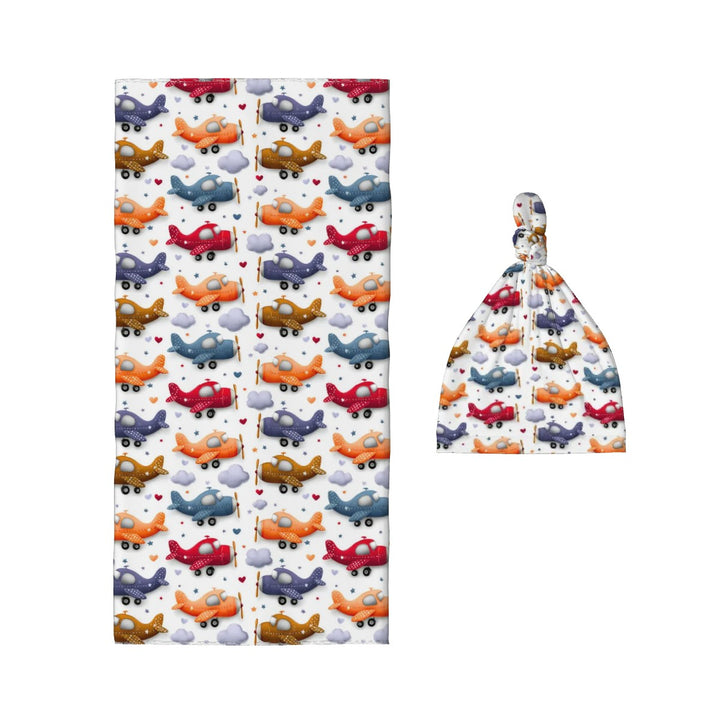 Colorful Airplane Baby Swaddle Blanket Set