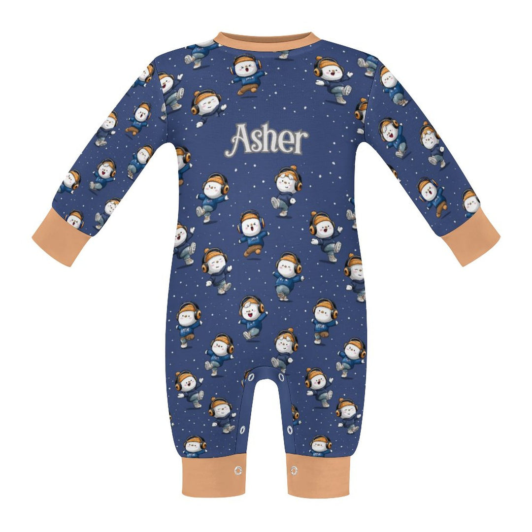 Snowmen Break Dancing Long Sleeve Baby Romper