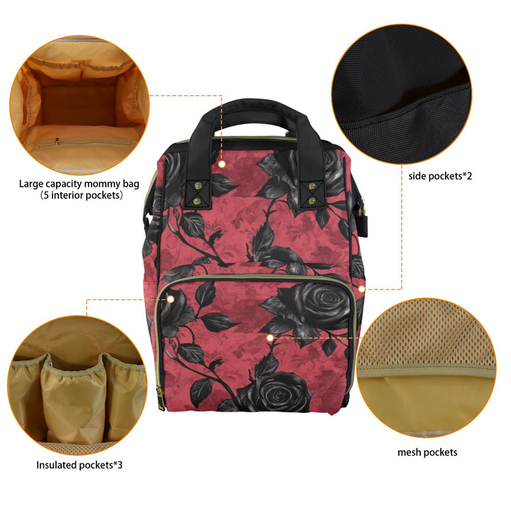 Black Rose Diaper Bag