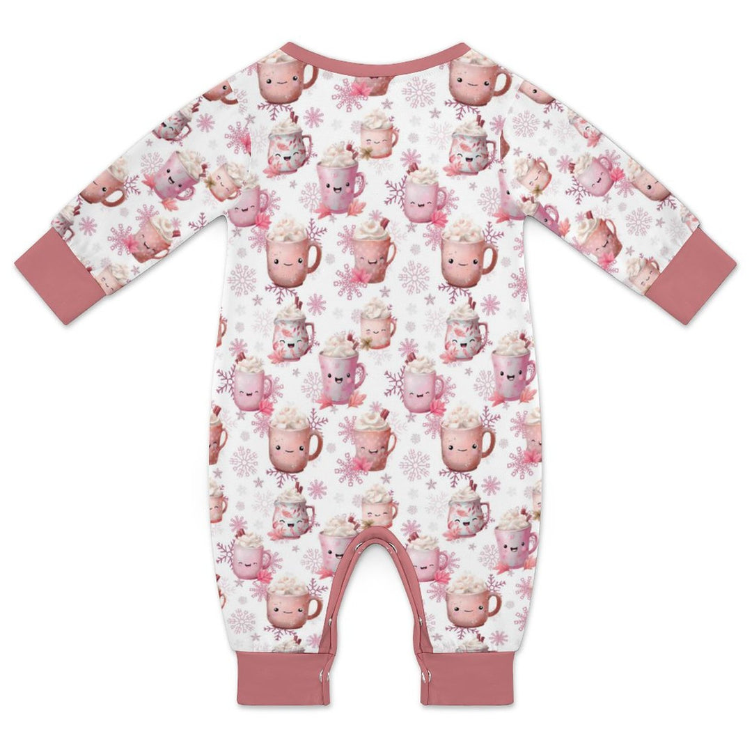 Pink Cocoa Mug Long Sleeve Baby Romper