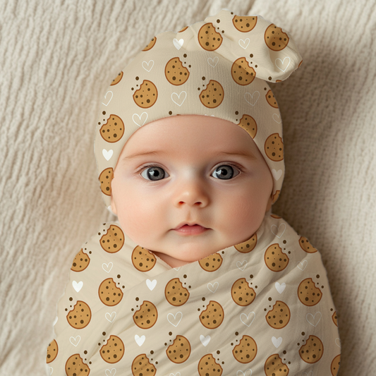 My Little Cookie Baby Swaddle Blanket & Beanie Hat Set