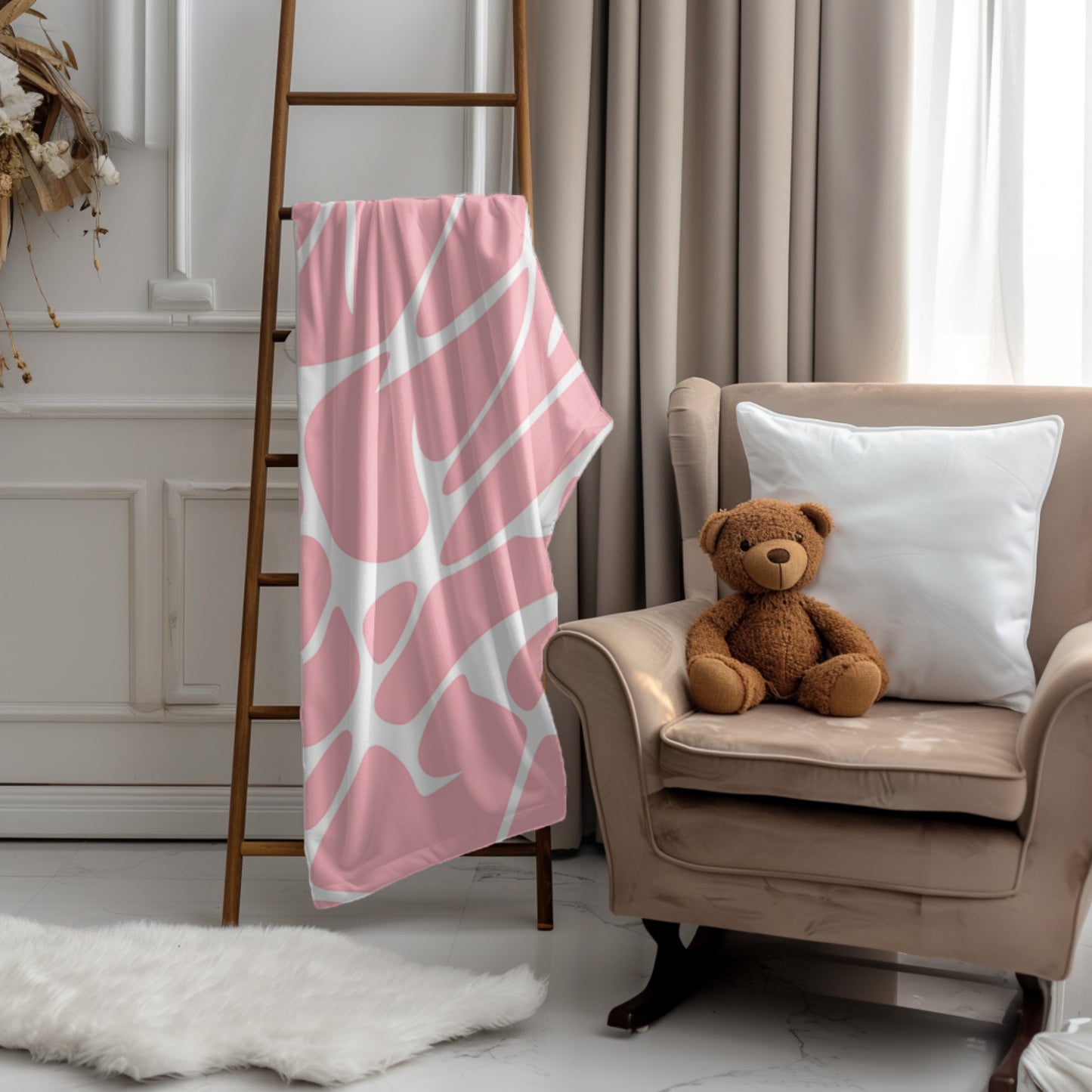 Pink and White Minky Blanket