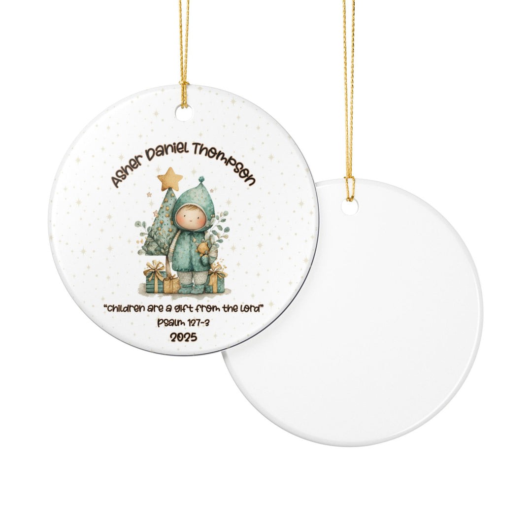 Whimsical Boy Personalized Ceramic Ornament
