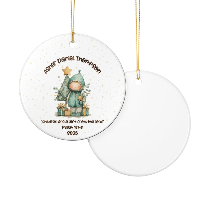 Whimsical Boy Personalized Ceramic Ornament