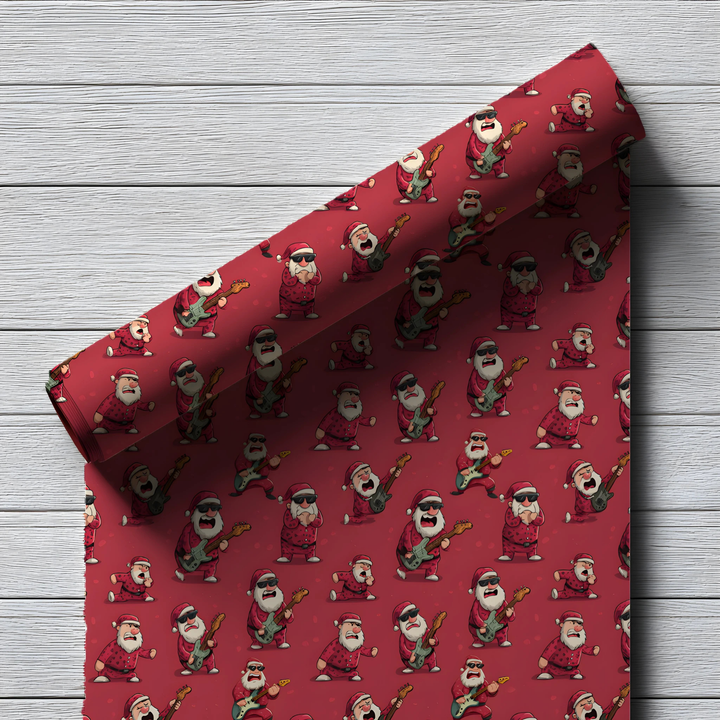 Funny Santa Playing a Guitar Wrapping Paper