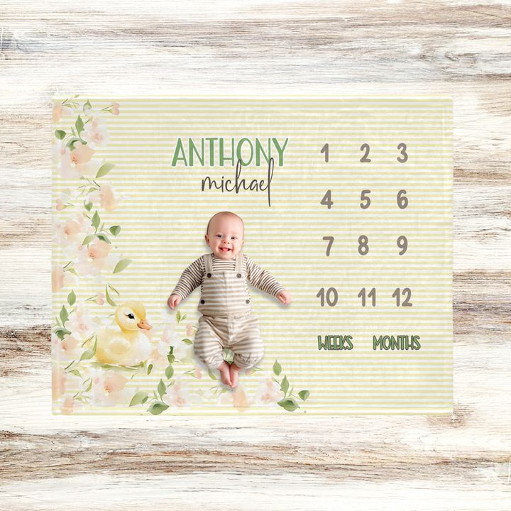 Baby Duck Soft Fleece Milestone Blanket