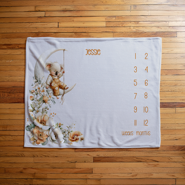 Floral Koala Milestone Blanket