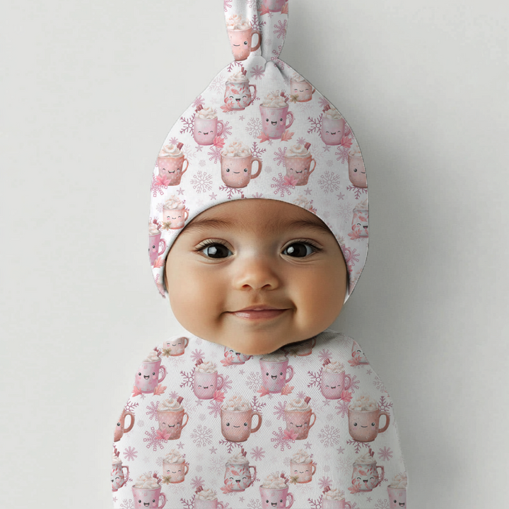 Pink Cocoa and Mugs Cocoon Baby Swaddle Set