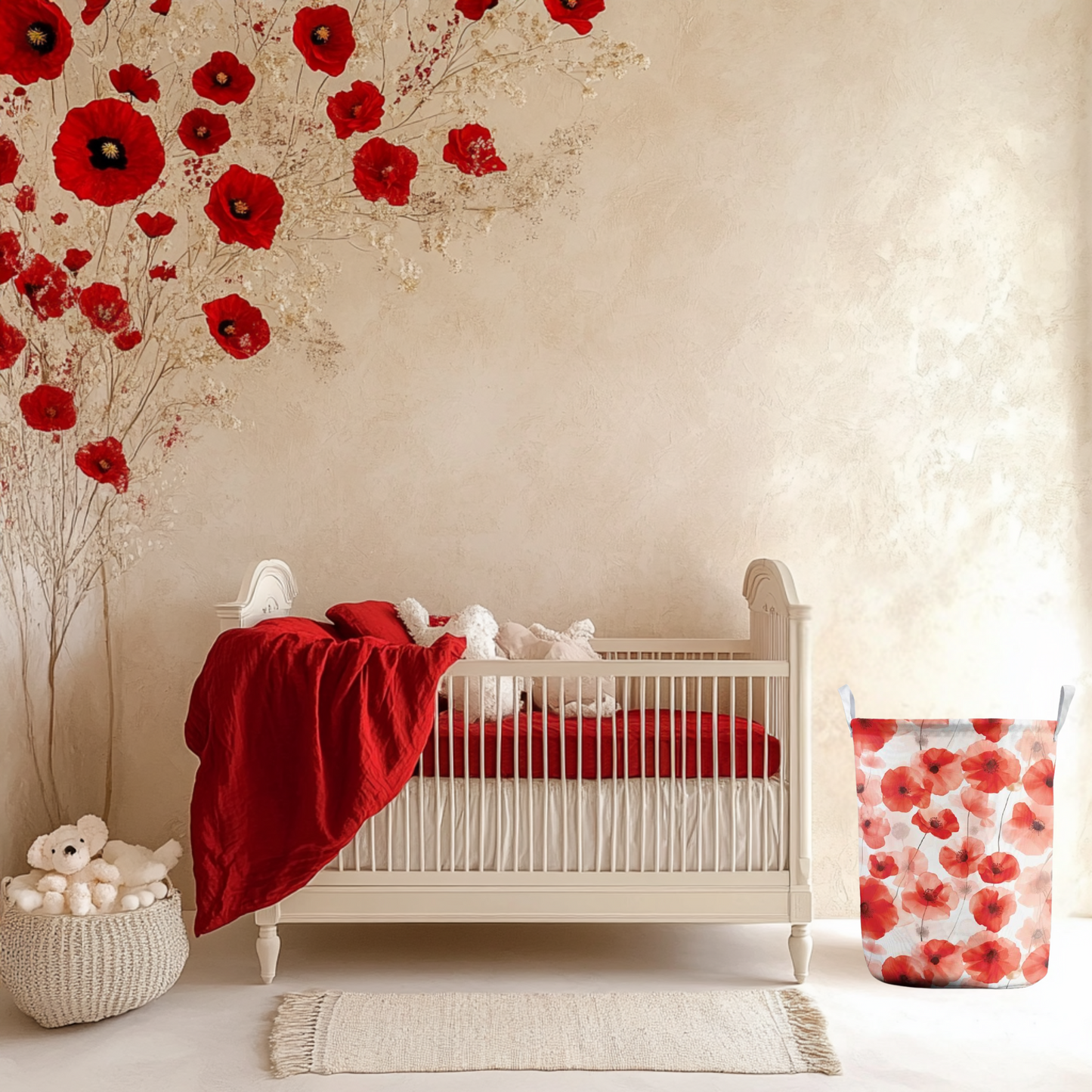 Poppy Flower Laundry Basket